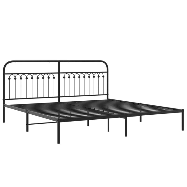 Metal Bed Frame with Headboard Black 76"x79.9" King