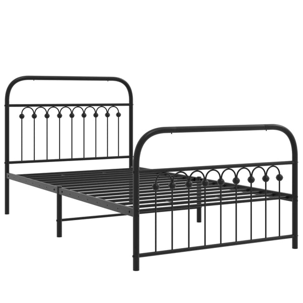 Metal Bed Frame with Headboard and Footboard Black 39.4"x78.7"