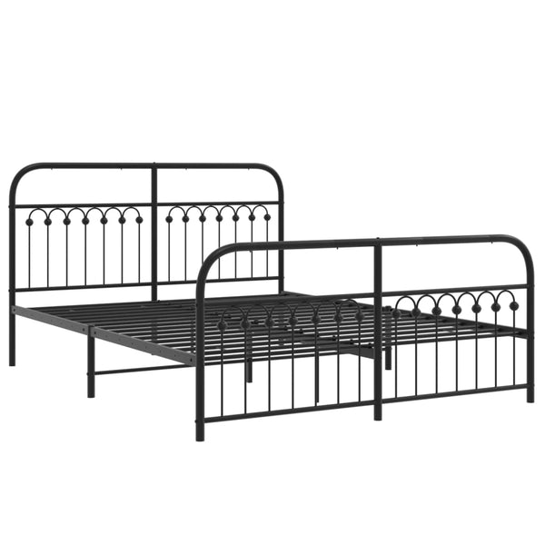 Metal Bed Frame with Headboard and Footboard Black 59.1"x78.7"