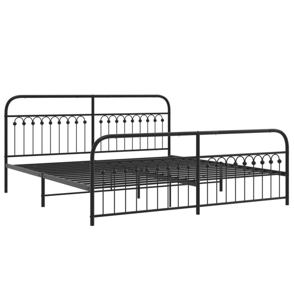 Metal Bed Frame with Headboard and Footboard Black 76"x79.9" King