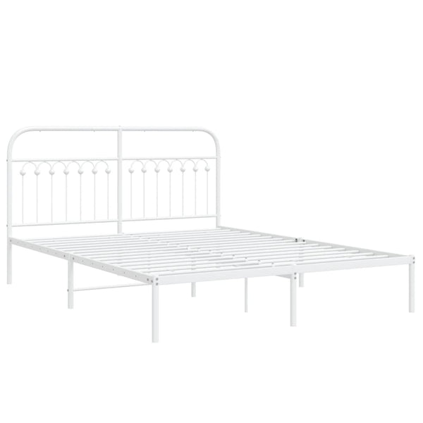 Metal Bed Frame with Headboard White 59.1"x78.7"