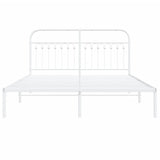 Metal Bed Frame with Headboard White 59.1"x78.7"