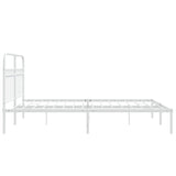 Metal Bed Frame with Headboard White 59.1"x78.7"