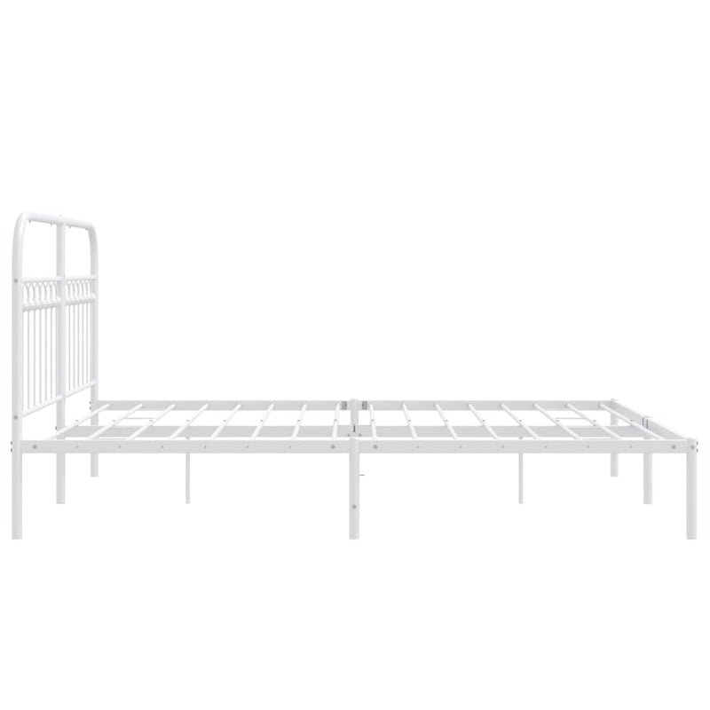 Metal Bed Frame with Headboard White 59.1"x78.7"