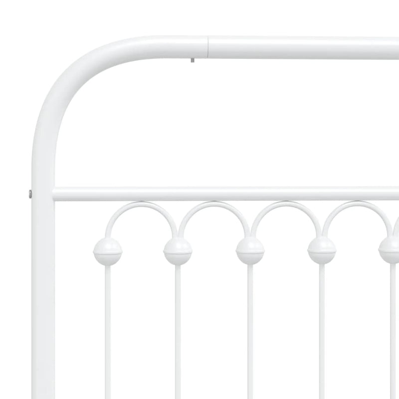 Metal Bed Frame with Headboard White 59.1"x78.7"