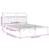 Metal Bed Frame with Headboard White 59.1"x78.7"