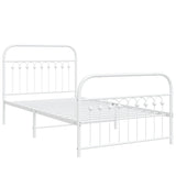 Metal Bed Frame with Headboard and Footboard White 39.4"x78.7"