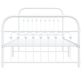 Metal Bed Frame with Headboard and Footboard White 39.4"x78.7"