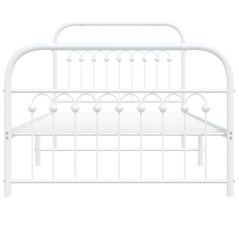 Metal Bed Frame with Headboard and Footboard White 39.4"x78.7"