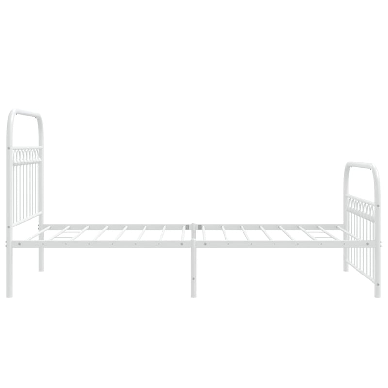 Metal Bed Frame with Headboard and Footboard White 39.4"x78.7"