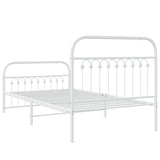 Metal Bed Frame with Headboard and Footboard White 39.4"x78.7"