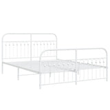 Metal Bed Frame with Headboard and Footboard White 59.1"x78.7"