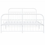 Metal Bed Frame with Headboard and Footboard White 59.1"x78.7"