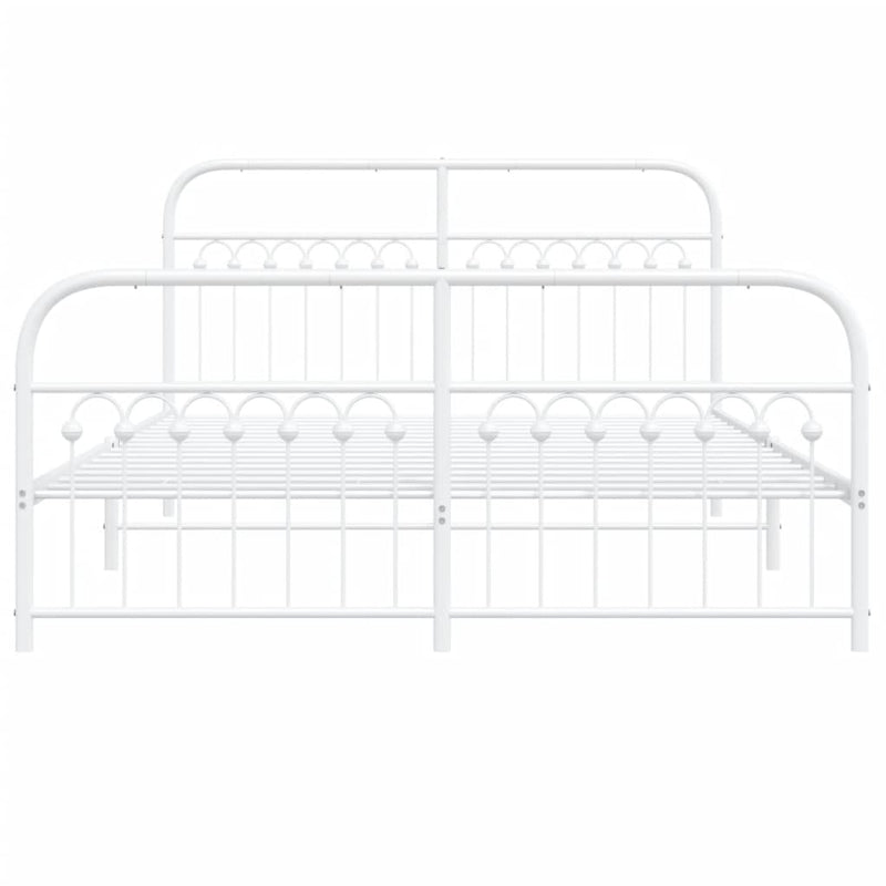 Metal Bed Frame with Headboard and Footboard White 59.1"x78.7"