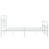 Metal Bed Frame with Headboard and Footboard White 59.1"x78.7"