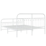 Metal Bed Frame with Headboard and Footboard White 59.1"x78.7"