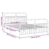 Metal Bed Frame with Headboard and Footboard White 59.1"x78.7"