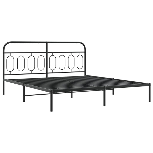 Metal Bed Frame with Headboard Black 76"x79.9" King