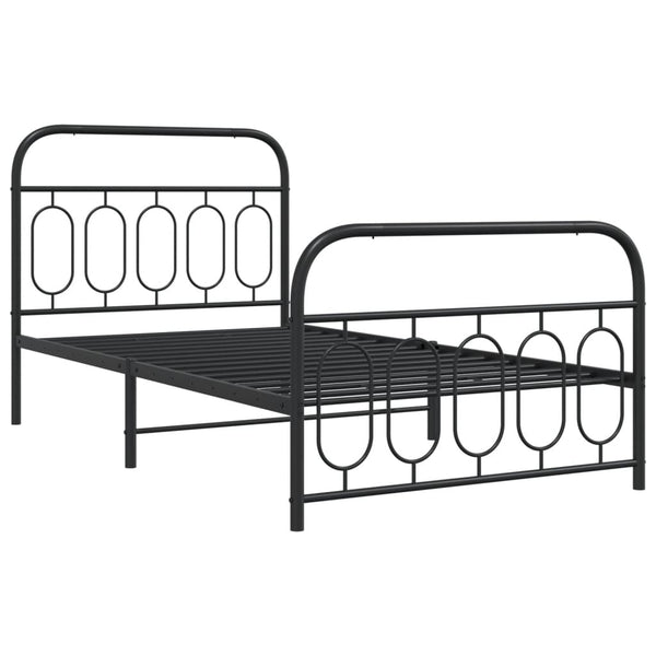 Metal Bed Frame with Headboard and Footboard Black 39.4"x78.7"