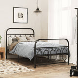 Metal Bed Frame with Headboard and Footboard Black 39.4"x78.7"