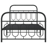 Metal Bed Frame with Headboard and Footboard Black 39.4"x78.7"