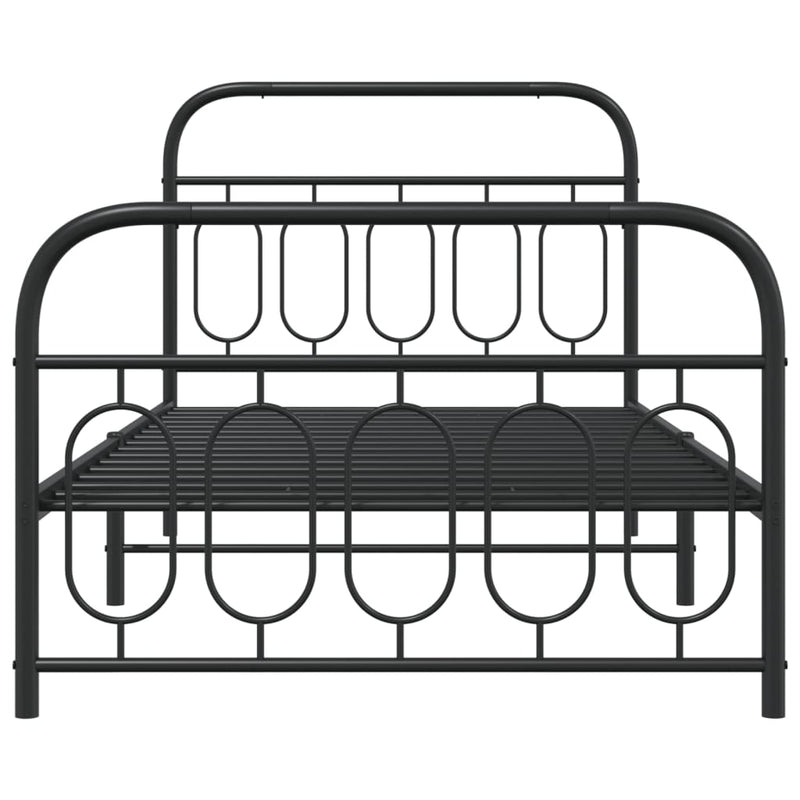 Metal Bed Frame with Headboard and Footboard Black 39.4"x78.7"