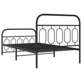 Metal Bed Frame with Headboard and Footboard Black 39.4"x78.7"