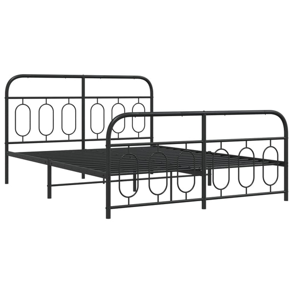 Metal Bed Frame with Headboard and Footboard Black 59.1"x78.7"