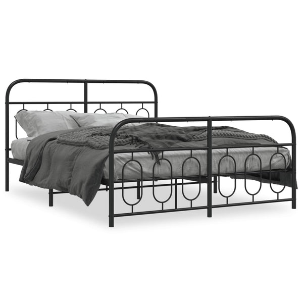 Metal Bed Frame with Headboard and Footboard Black 59.1"x78.7"