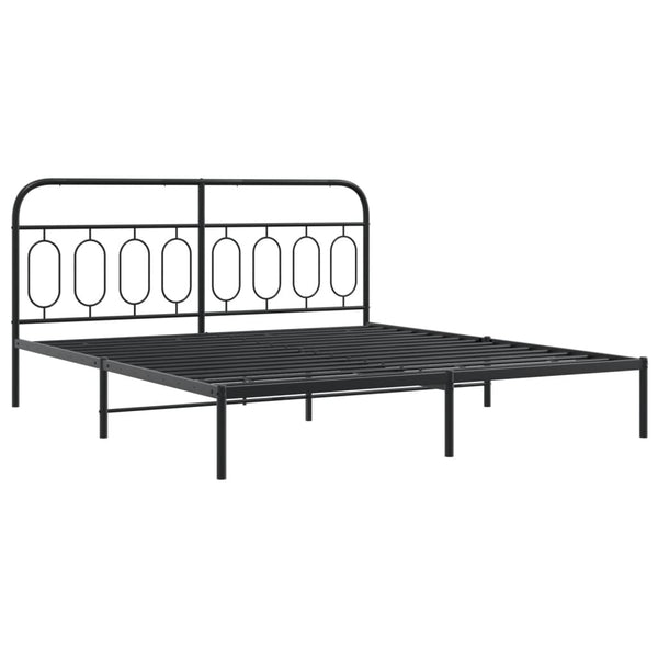 Metal Bed Frame with Headboard and Footboard Black 76"x79.9" King