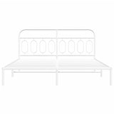 Metal Bed Frame with Headboard White 76"x79.9" King