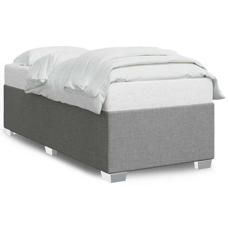 Bed Frame without Mattress Light Gray Twin Fabric