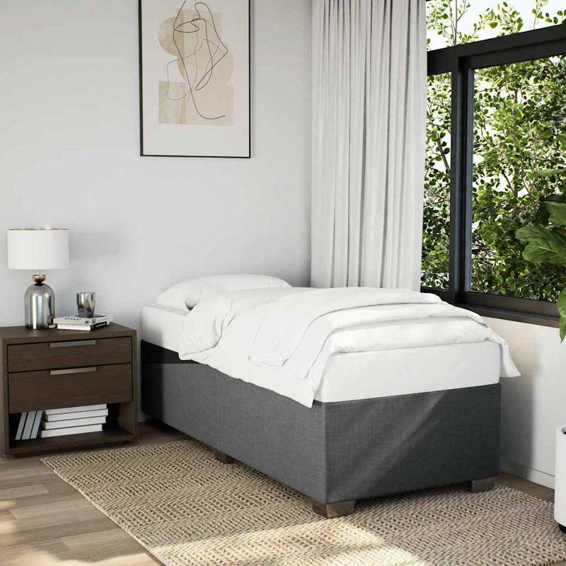 Bed Frame without Mattress Dark Gray Twin Fabric