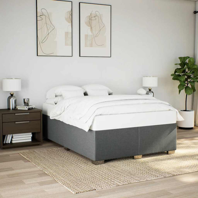 Bed Frame without Mattress Dark Gray Full Fabric