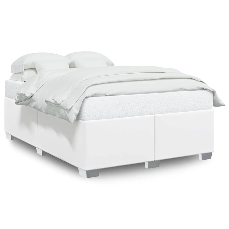 Bed Frame without Mattress White Queen Faux Leather