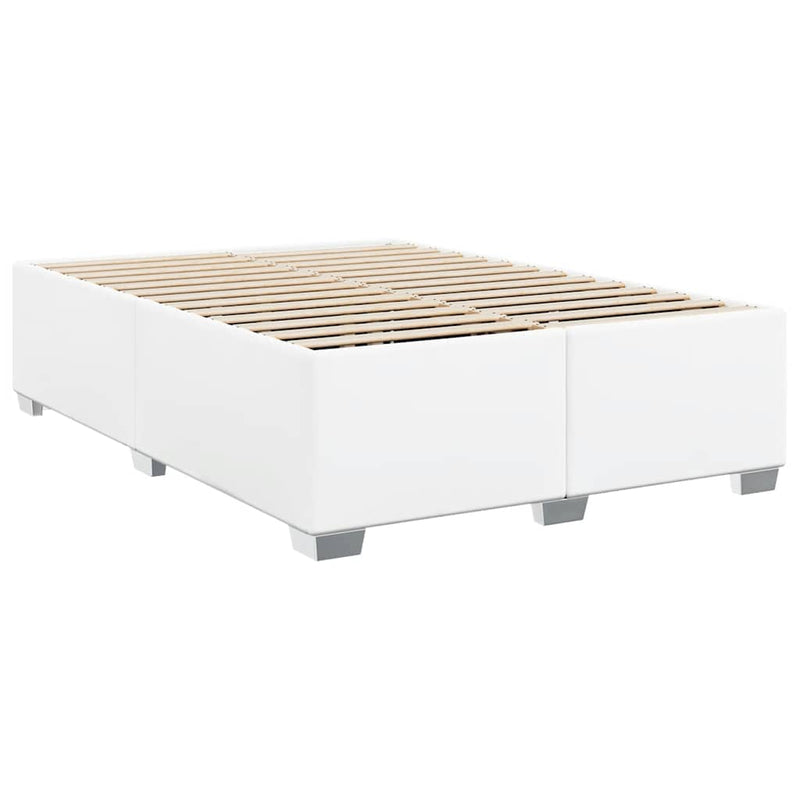 Bed Frame without Mattress White Queen Faux Leather