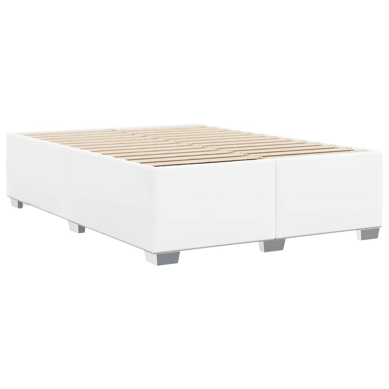 Bed Frame without Mattress White Queen Faux Leather