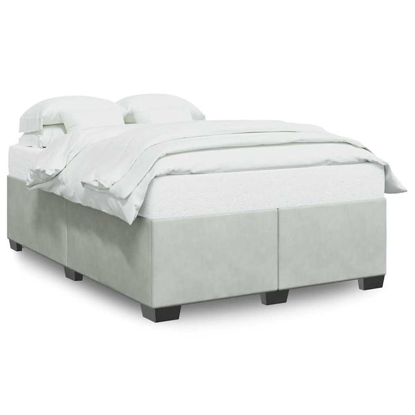 Bed Frame without Mattress Light Gray Full Velvet