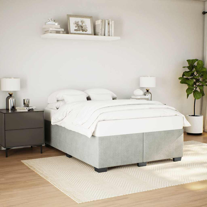 Bed Frame without Mattress Light Gray Full Velvet