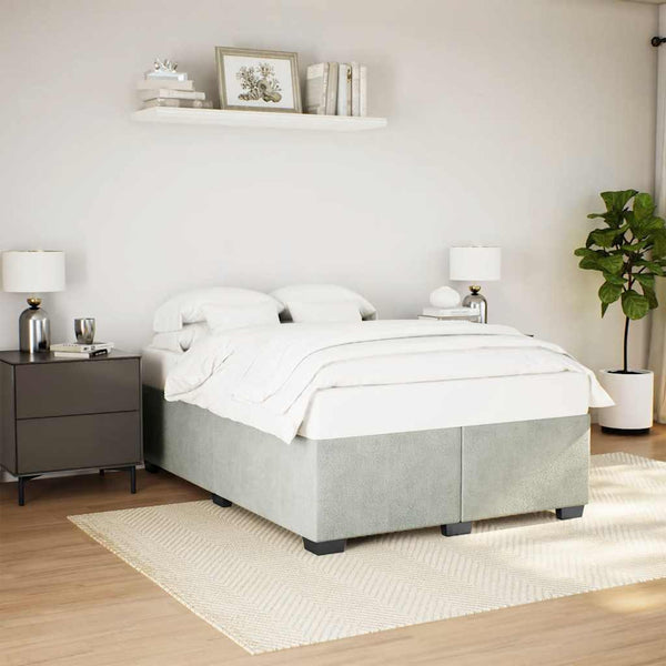 Bed Frame without Mattress Light Gray Queen Velvet