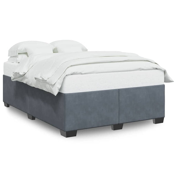 Bed Frame without Mattress Dark Gray Queen Velvet