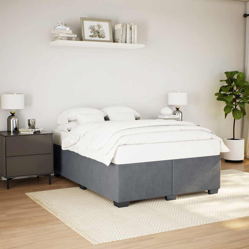 Bed Frame without Mattress Dark Gray Queen Velvet