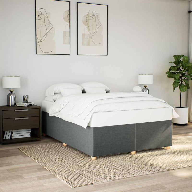 Bed Frame without Mattress Dark Gray Full Fabric