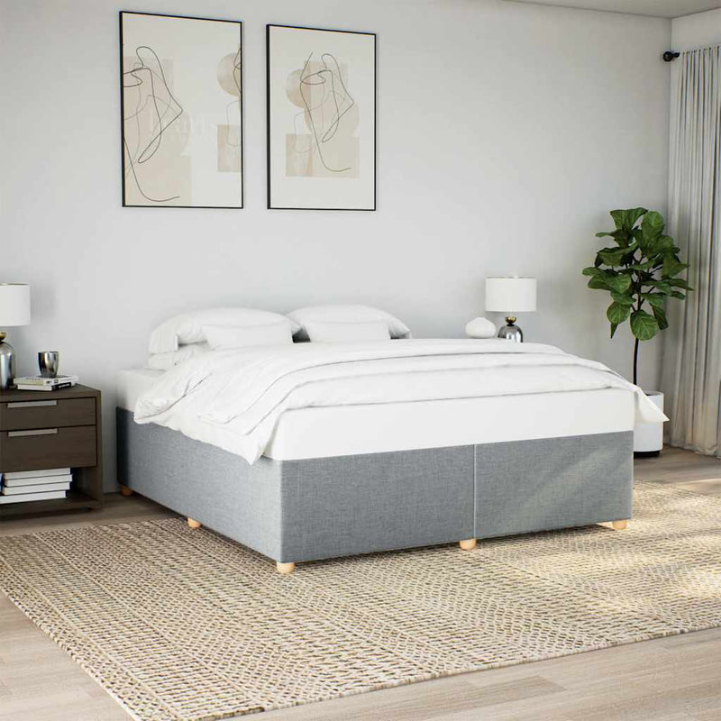 Bed Frame without Mattress Light Gray California King Fabric