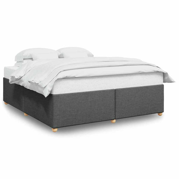 Bed Frame without Mattress Dark Gray King Fabric