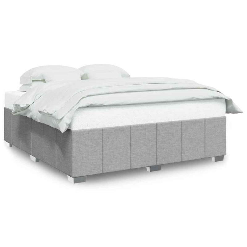 Bed Frame without Mattress Light Gray King Fabric