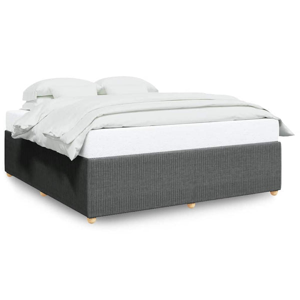 Bed Frame without Mattress Dark Gray California King Fabric