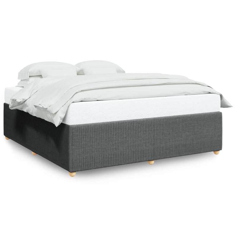 Bed Frame without Mattress Dark Gray King Fabric