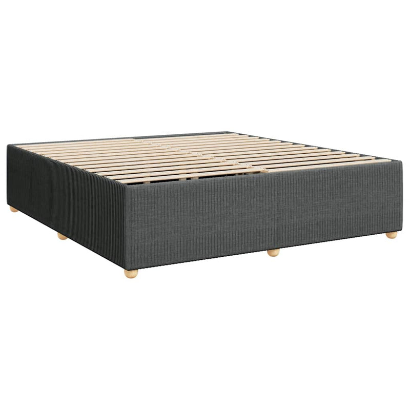 Bed Frame without Mattress Dark Gray King Fabric