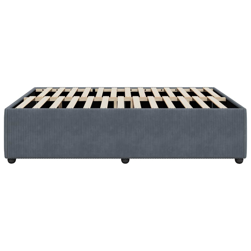 Bed Frame without Mattress Dark Gray Queen Velvet